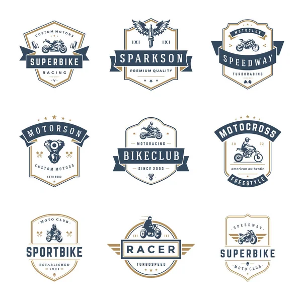 Motocicletas logos plantillas vectoriales elementos de diseño conjunto — Vector de stock