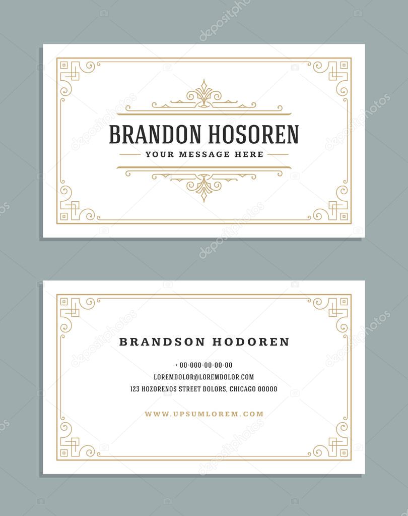Business card vintage ornament style and luxury logo vector template.