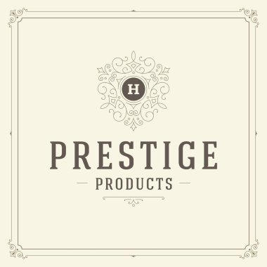 Kaligrafi vintage çerçeve süsleme logo tasarım şablonu vektör geliştiği.