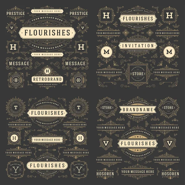 Vintage Vector Adornos Decoraciones Elementos de diseño . — Vector de stock