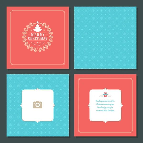 Diseño Vectores Tarjetas Felicitación Navidad Fondo Patrón Con Lugar Para — Vector de stock