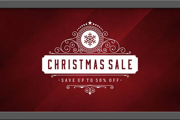 Christmas Sale Sticker Label Design Window Background Vector Illustration Website — Stock Vector