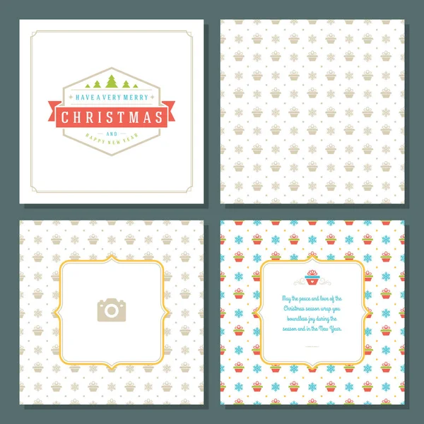 Diseño Vectores Tarjetas Felicitación Navidad Fondo Patrón Con Lugar Para — Vector de stock