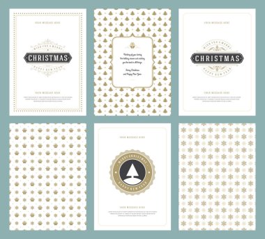 Merry Christmas tebrik kartları şablonları ve altın desenler arka planlar