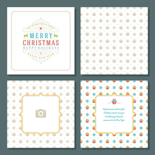 Χριστούγεννα ευχετήρια κάρτα διάνυσμα σχεδίαση και μοτίβο φόντου — Διανυσματικό Αρχείο