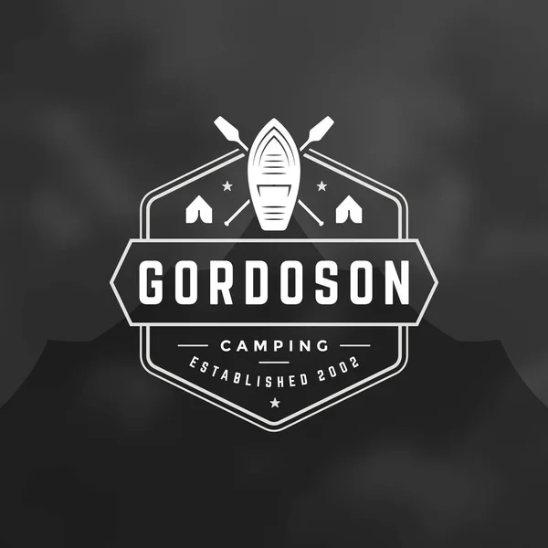 Camping logotipo emblema vetor ilustração . — Vetor de Stock