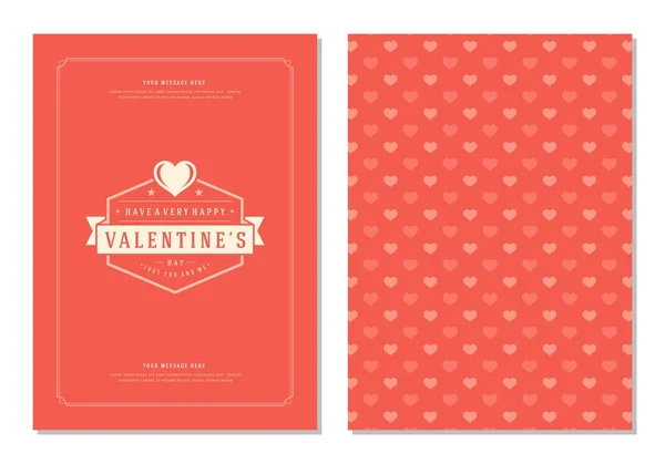 Glückliche Valentinstag Grußkarte Oder Plakatvektorillustration Retro Typografie Design Und Muster — Stockvektor