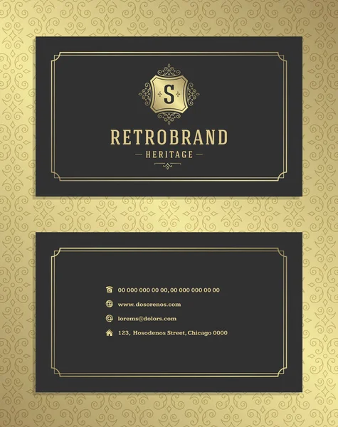 Luxe Visitekaartje Gouden Vintage Sieraad Logo Vector Sjabloon Retro Elegant — Stockvector