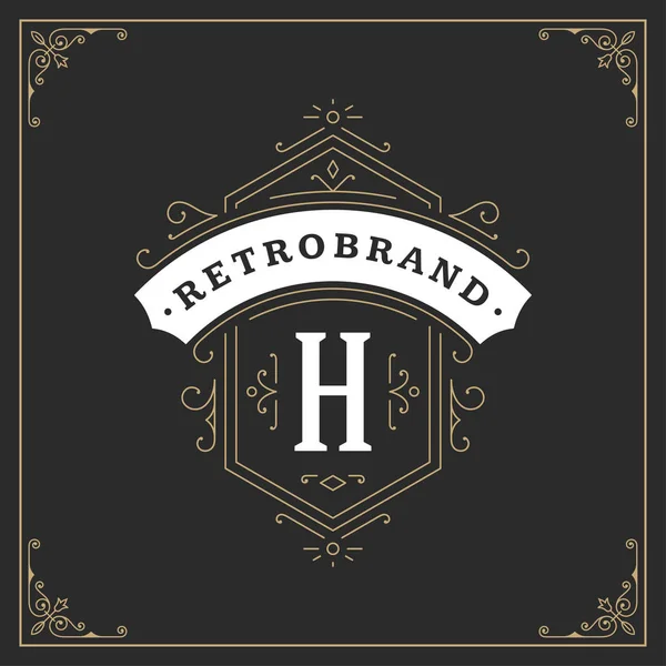 Sieraad Monogram Logo Ontwerp Sjabloon Vector Bloeit Kalligrafische Vintage Frame — Stockvector