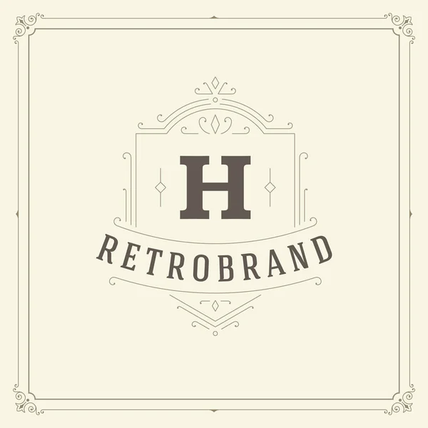 Ornamento Monogramma Logo Modello Vettoriale Fiorisce Cornice Calligrafica Vintage Buono — Vettoriale Stock