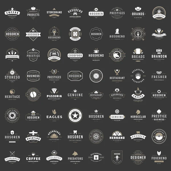 Vintage Logos Design Templates Set Vector Logotypes Elements Collection Icons — Stock Vector