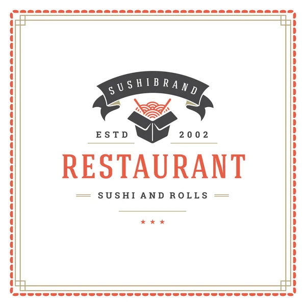 Sushi Ristorante Logo Vettoriale Illustrazione Cibo Giapponese Forma Noodle Ramen — Vettoriale Stock