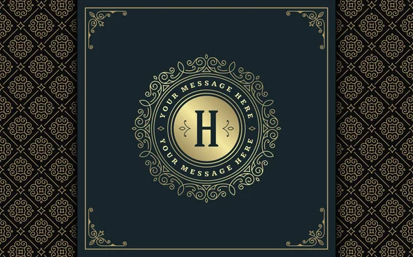 Luxury Logo Template Vector Golden Vintage Flourishes Ornament Good Royal — Stock Vector