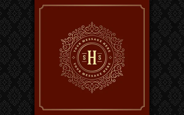 Luxury Logo Template Vector Golden Vintage Flourishes Ornament Good Royal — Stock Vector