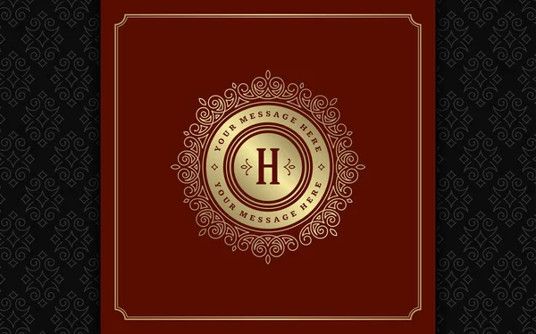 Lüks Logo Şablonu Vektör Altın Vintage Süsleme Gelişir Kraliyet Arması — Stok Vektör