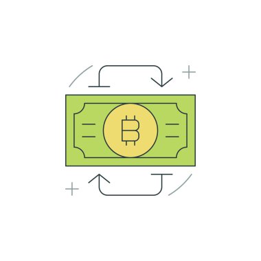 Bitcoin simgesi düz çizgi kontur vektör çizim. Grafik Web sitesi, mobil uygulama, infographics ve Yazdır.