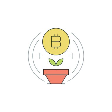 Bitcoin simgesi düz çizgi kontur vektör çizim. Grafik Web sitesi, mobil uygulama, infographics ve Yazdır.