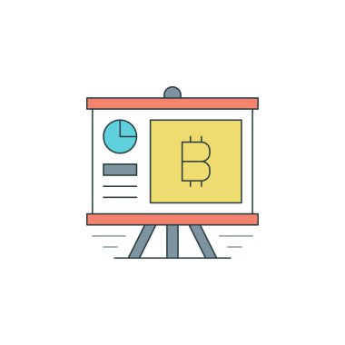 Bitcoin simgesi düz çizgi kontur vektör çizim. Grafik Web sitesi, mobil uygulama, infographics ve Yazdır.