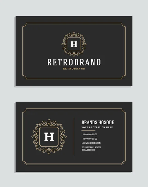 Tarjeta Visita Estilo Ornamento Vintage Logotipo Lujo Plantilla Vectorial Retro — Vector de stock