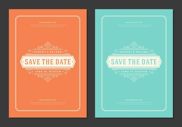 Wedding Date Invitation Card Vector Illustration Wedding Invite Title Vintage — Stock Vector