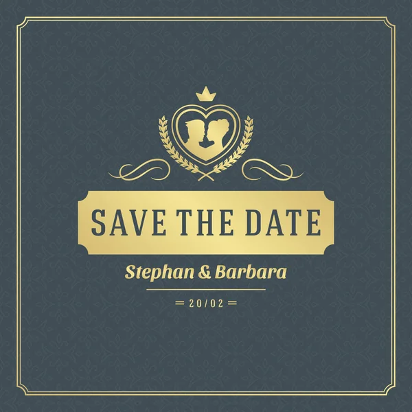 Hochzeit Speichern Sie Das Datum Einladungskarte Vektor Illustration Hochzeit Laden — Stockvektor