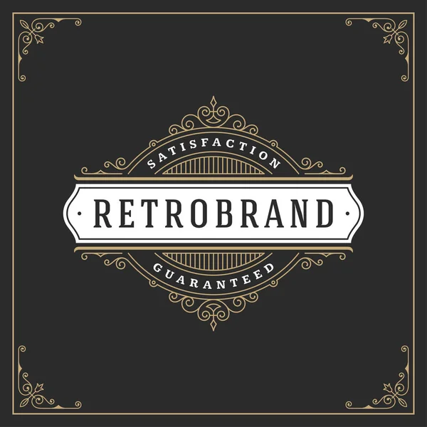 Sieraad Logo Ontwerp Sjabloon Vector Bloeit Kalligrafische Vintage Frame Goed — Stockvector