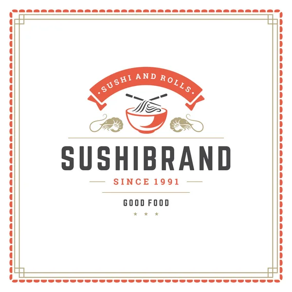 Sushi Restaurante Logotipo Vetor Ilustração Comida Japonesa Silhueta Macarrão Ramen —  Vetores de Stock