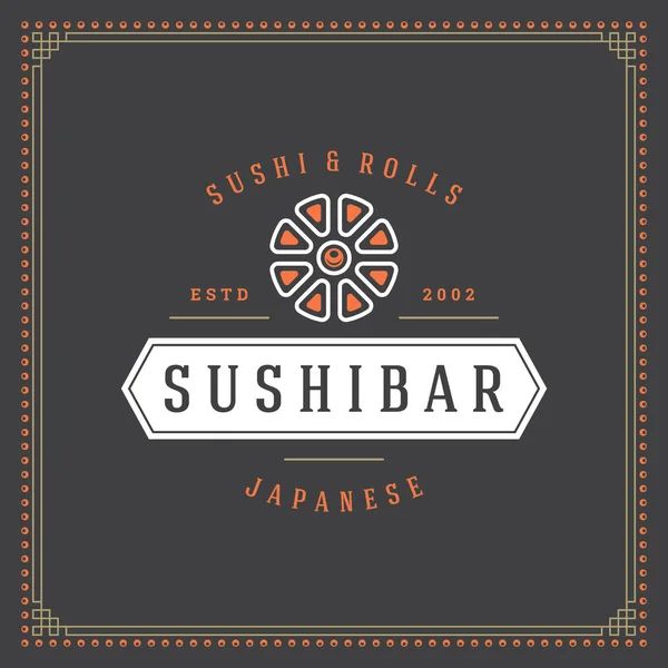 Sushi Restaurante Logo Vector Ilustración Comida Japonesa Silueta Rollo Diseño — Vector de stock