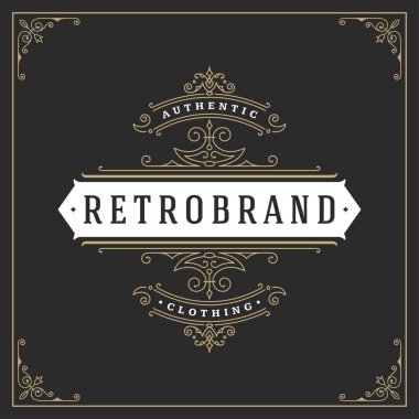 Kaligrafi vintage çerçeve süsleme logo tasarım şablonu vektör gelişir. İyi lüks Crest, butik marka, düğün Salonu, otel işareti.