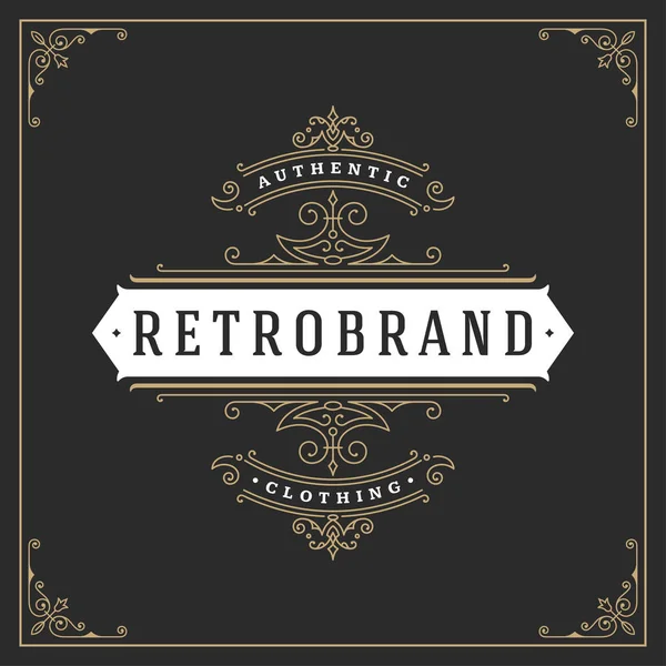 Sieraad Logo Ontwerp Sjabloon Vector Bloeit Kalligrafische Vintage Frame Goed — Stockvector