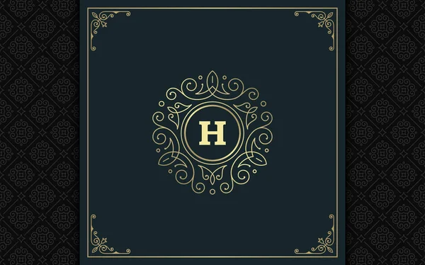 Logotipo Luxo Modelo Vetor Dourado Vintage Floresce Ornamento Bom Para —  Vetores de Stock