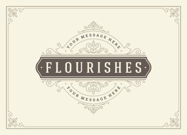 Vintage süs tebrik kartı vektör şablonu. Retro düğün davetiyesi, reklam ya da başka bir tasarım ve metin için yer. Süslü çerçeveyi zenginleştirir.