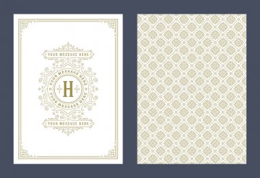 Vintage süsleme tebrik kartı vektör şablonu.