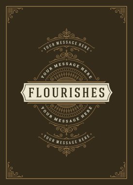 Vintage süs tebrik kartı vektör şablonu. Retro düğün davetiyesi, reklam ya da başka bir tasarım ve metin için yer. Süslü çerçeveyi zenginleştirir.