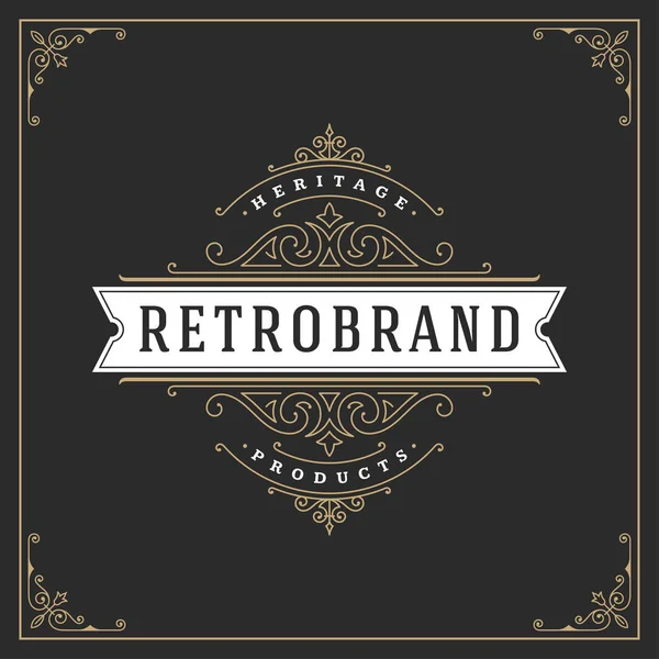Sieraad Logo Ontwerp Sjabloon Vector Bloeit Kalligrafische Vintage Frame Goed — Stockvector