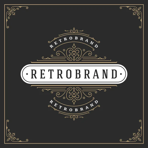 Sieraad Logo Ontwerp Sjabloon Vector Bloeit Kalligrafische Vintage Frame Goed — Stockvector