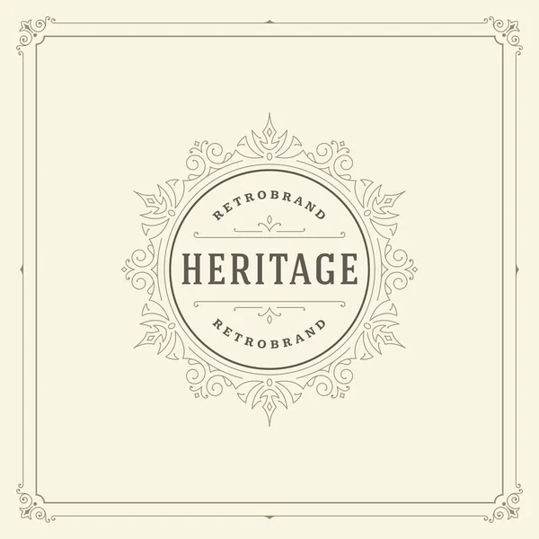 Modello Design Logo Ornamentale Vettoriale Fiorisce Cornice Calligrafica Vintage Buono — Vettoriale Stock