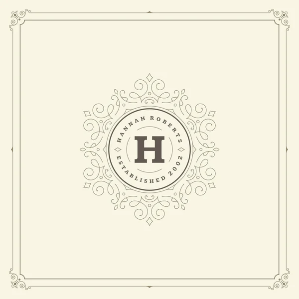 Ornament Monogram Logo Design Template Vector Flourishes Calligraphic Vintage Frame — Stock Vector