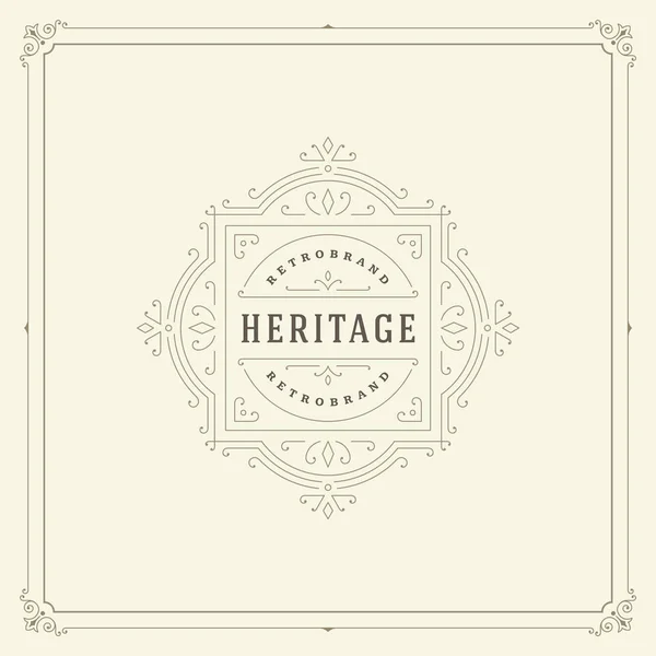 Ornament Logo Design Template Vektor Blüht Kalligraphischen Vintage Rahmen Gut — Stockvektor