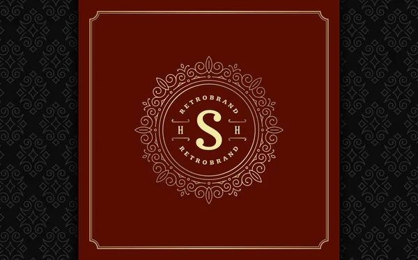 Luxe Logo Sjabloon Vector Gouden Vintage Flourishes Sieraad Goed Voor — Stockvector