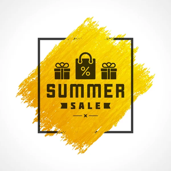 Summer Sale Banner Online Shopping Grunge Brush Paint Watercolor Texture — Stock Vector