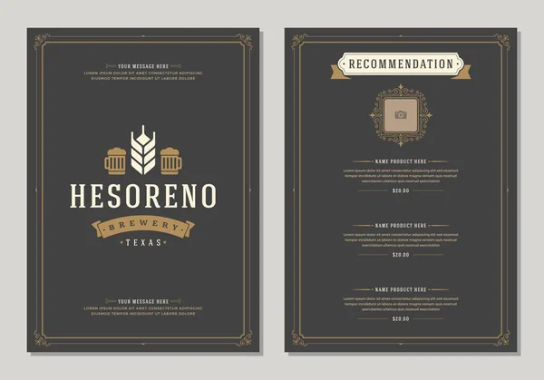 Logotipo Restaurante Modelo Brochura Vetorial Design Menu Sílhueta Auricular —  Vetores de Stock