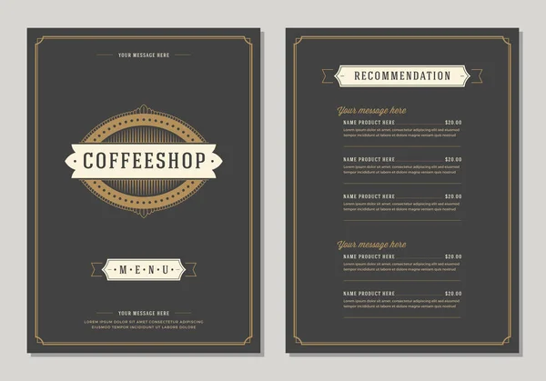 Coffee Shop Logo Menu Design Vector Brochure Template — Stock Vector