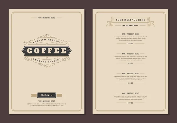 Modello Brochure Vettoriale Logo Menu Della Caffetteria — Vettoriale Stock