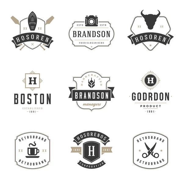 Vintage Logo Ontwerp Sjablonen Set Vector Logo Elementen Collectie Pictogrammen — Stockvector