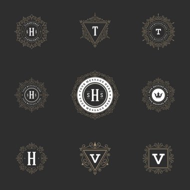 Süsleme logolar tasarım şablonları vektör dekorasyon Set