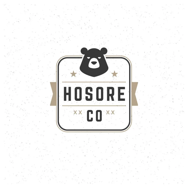 Elemento de diseño de logotipo de oso en insignia de estilo vintage Retro — Archivo Imágenes Vectoriales