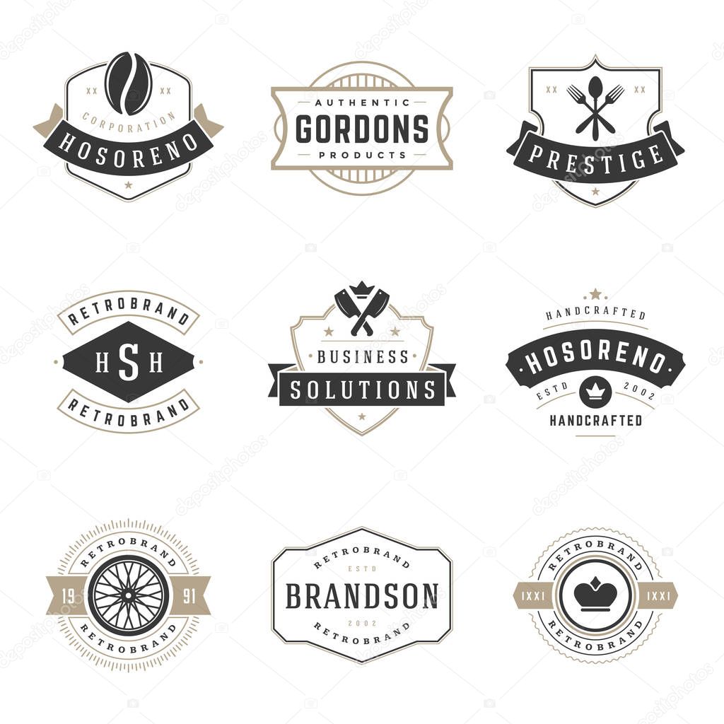 Vintage Logos Design Templates Set. Vector logotypes elements