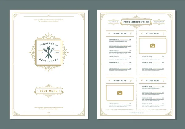 Restaurace Menu Design Label Vektor Brožura Šablona Kuchyňské Nástroje Ilustrace — Stockový vektor