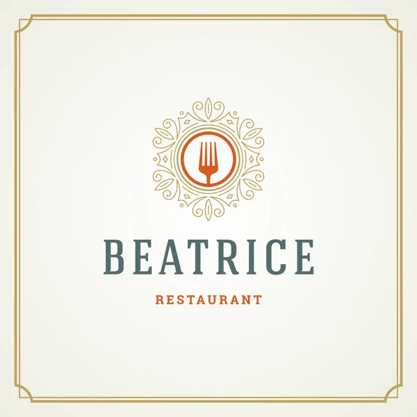 Modèle Logo Restaurant Illustration Vectorielle Fork Silhouette Bon Pour Menu — Image vectorielle